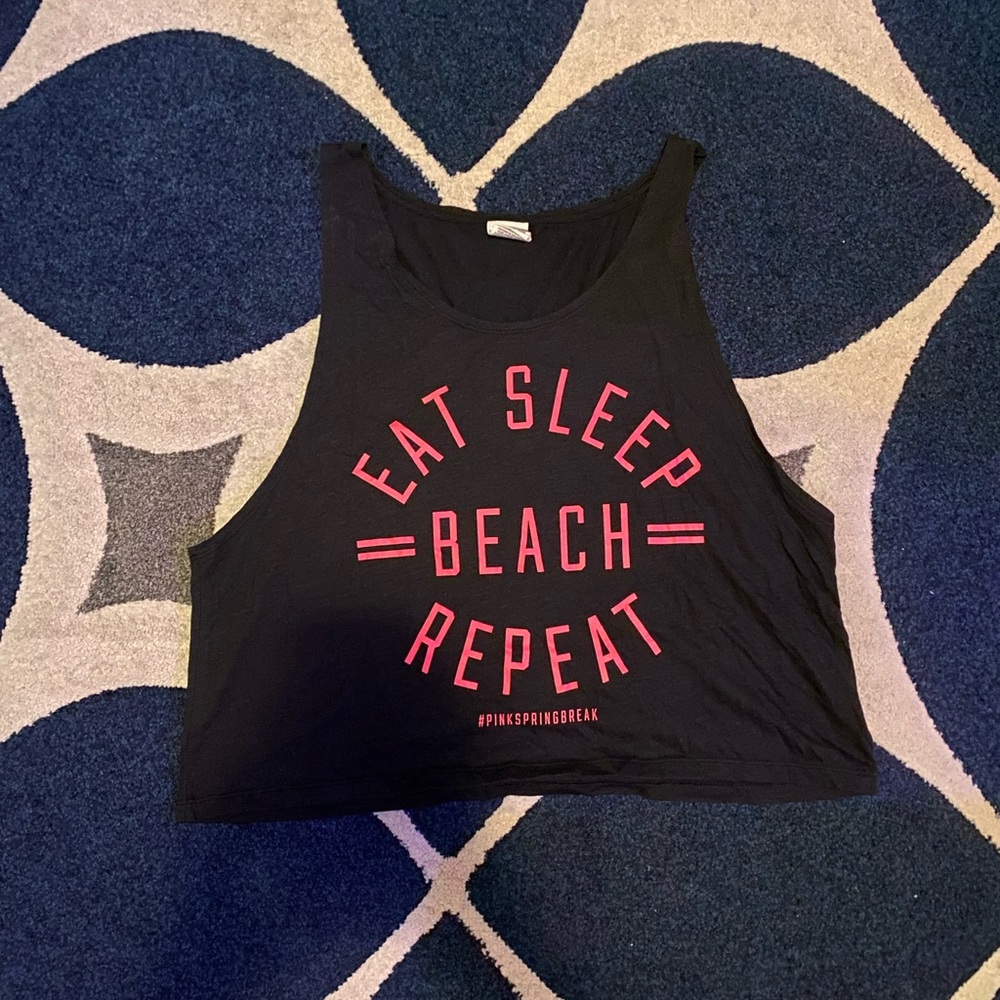 eat, sleep, beach, repeat cropped muscle tee